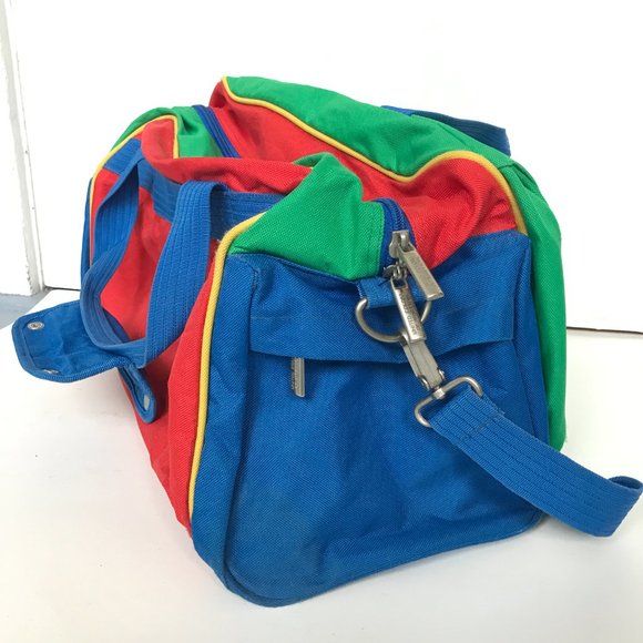 Vintage United Colors of Benetton Blue Green Red Duffel Travel Bag Weekender - Picture 4 of 16